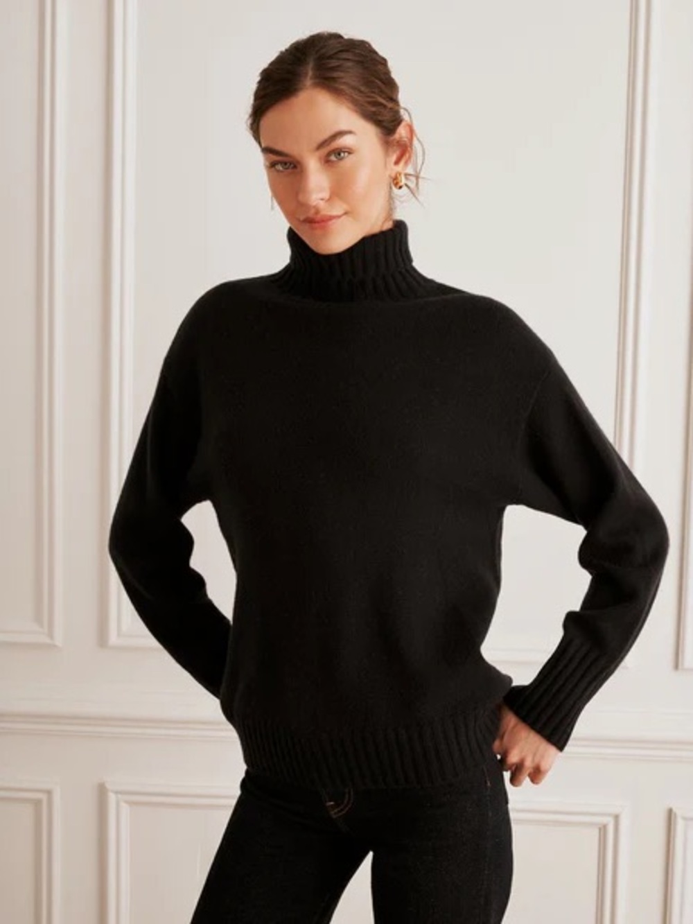 NAADAM Luxe Black Turtleneck Cashmere no Sweater